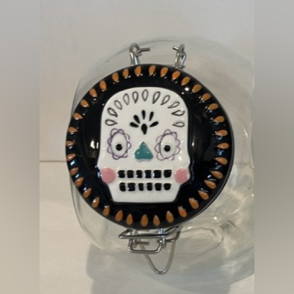 Halloween candy holder jar with lid day of the dead sugar skull